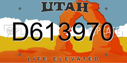 D613970 Utah License Plate