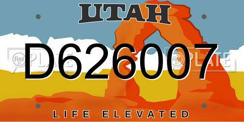 D626007 Utah License Plate