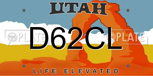 D62CL Utah License Plate
