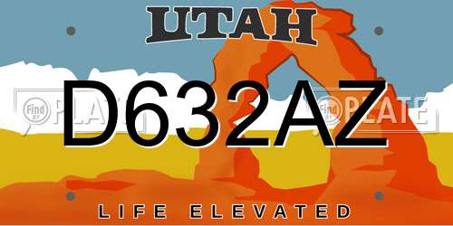 D632AZ Utah License Plate