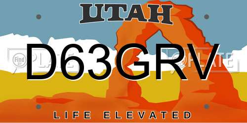 D63GRV Utah License Plate