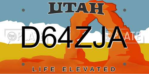 D64ZJA Utah License Plate