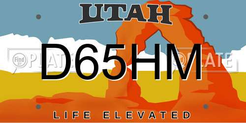 D65HM Utah License Plate