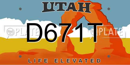 D671T Utah License Plate