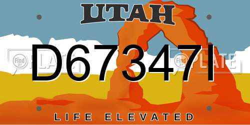 D67347I Utah License Plate