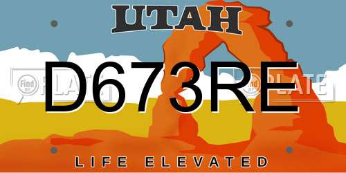 D673RE Utah License Plate