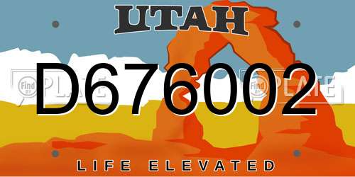 D676002 Utah License Plate