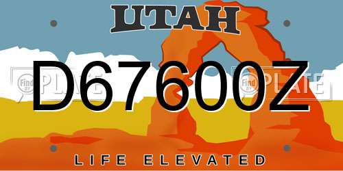 D67600Z Utah License Plate