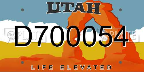 D700054 Utah License Plate