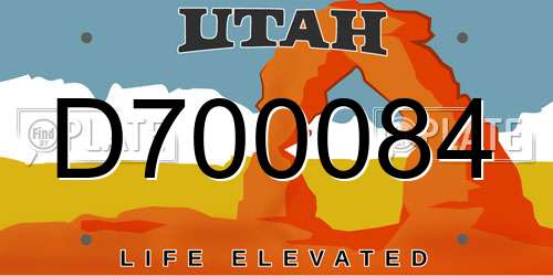 D700084 Utah License Plate