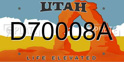 D70008A Utah License Plate