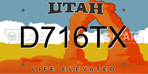 D716TX Utah License Plate