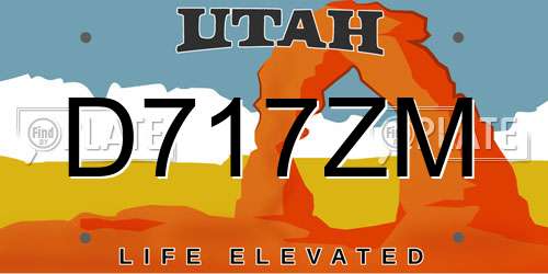 D717ZM Utah License Plate