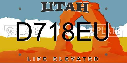 D718EU Utah License Plate