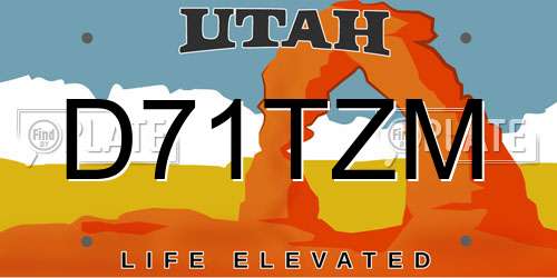 D71TZM Utah License Plate