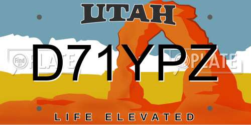 D71YPZ Utah License Plate