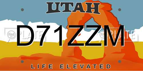 D71ZZM Utah License Plate