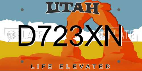 D723XN Utah License Plate