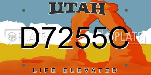 D7255C Utah License Plate