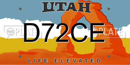 D72CE Utah License Plate