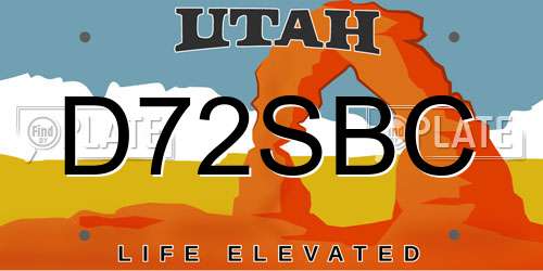D72SBC Utah License Plate