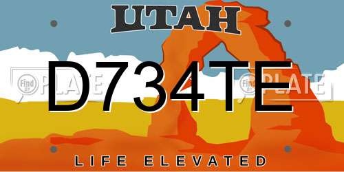 D734TE Utah License Plate