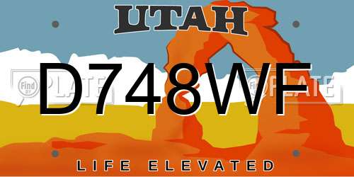 D748WF Utah License Plate