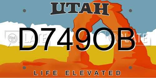 D749OB Utah License Plate