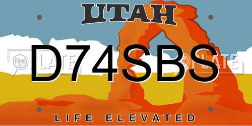 D74SBS Utah License Plate
