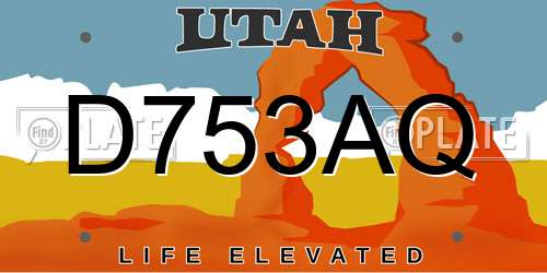 D753AQ Utah License Plate