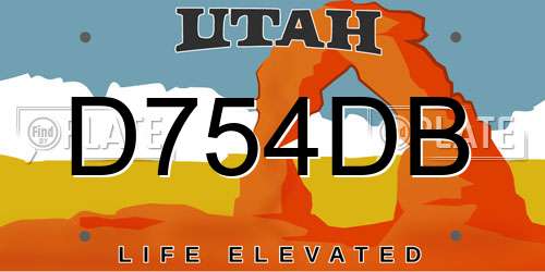 D754DB Utah License Plate