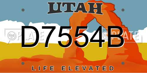 D7554B Utah License Plate