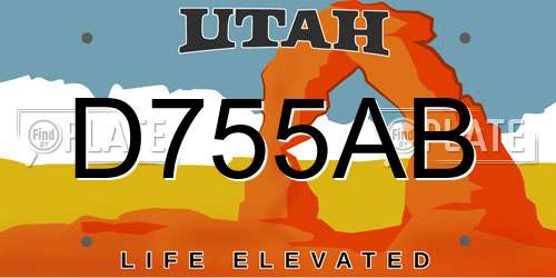 D755AB Utah License Plate