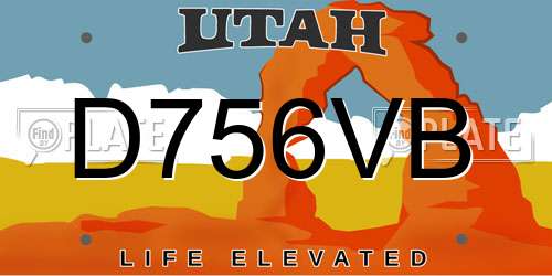 D756VB Utah License Plate