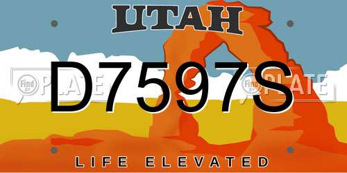 D7597S Utah License Plate