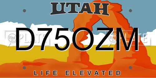 D75OZM Utah License Plate