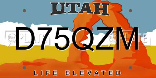 D75QZM Utah License Plate