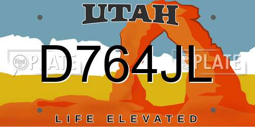 D764JL Utah License Plate