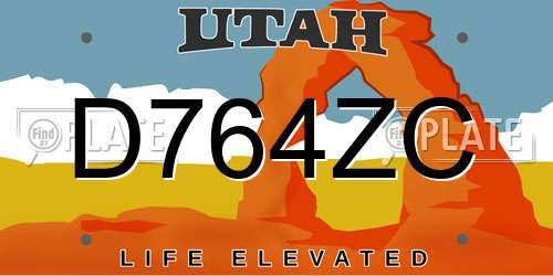 D764ZC Utah License Plate