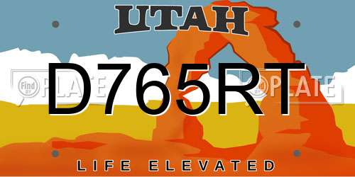 D765RT Utah License Plate