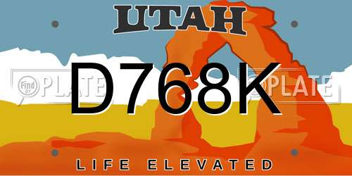 D768K Utah License Plate