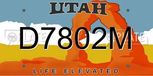 D7802M Utah License Plate