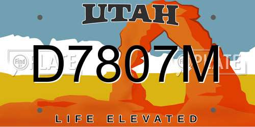 D7807M Utah License Plate