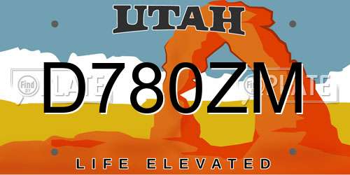 D780ZM Utah License Plate