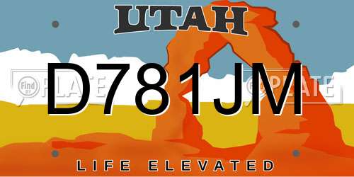 D781JM Utah License Plate