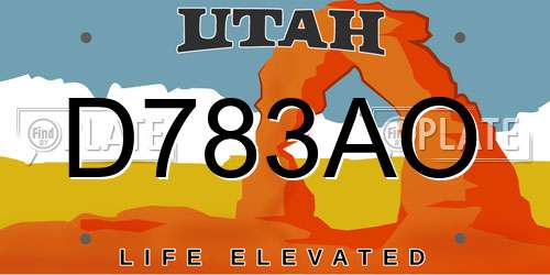 D783AO Utah License Plate