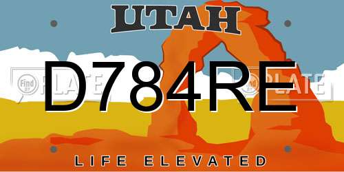 D784RE Utah License Plate