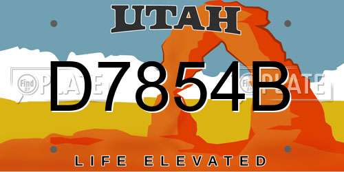 D7854B Utah License Plate