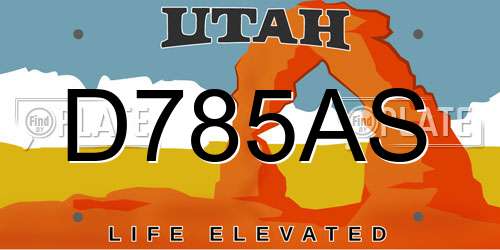 D785AS Utah License Plate
