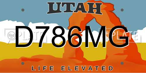 D786MG Utah License Plate